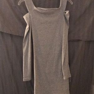 Longsleeve peekaboo shoulder gray shirt, brand new